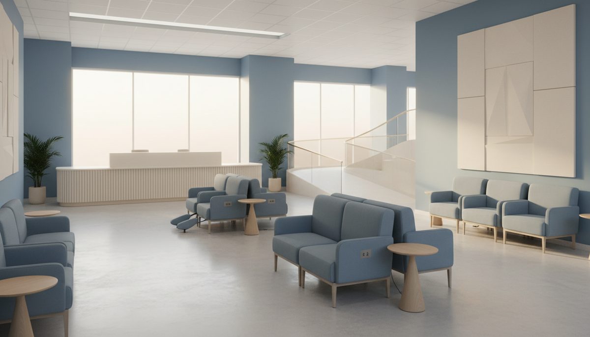 Medical office waiting room with accessible seating
