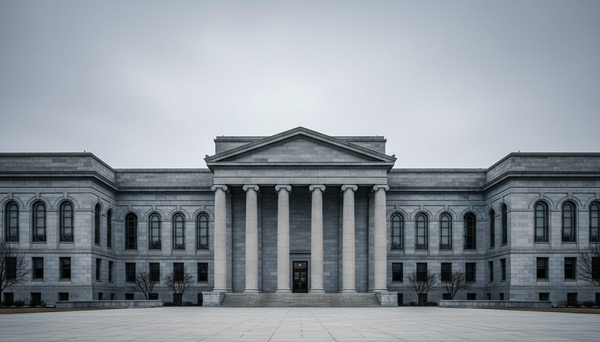 Federal government building facade with classical columns